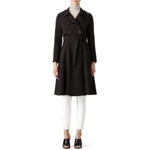 Line + Dot Nora Black Trench Coat Black Double Breasted Belted LC9037A Small